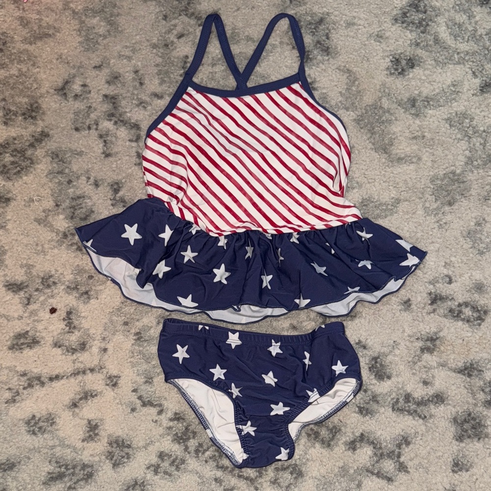 Caden Lane Red and Blue Starry Kids Bikini